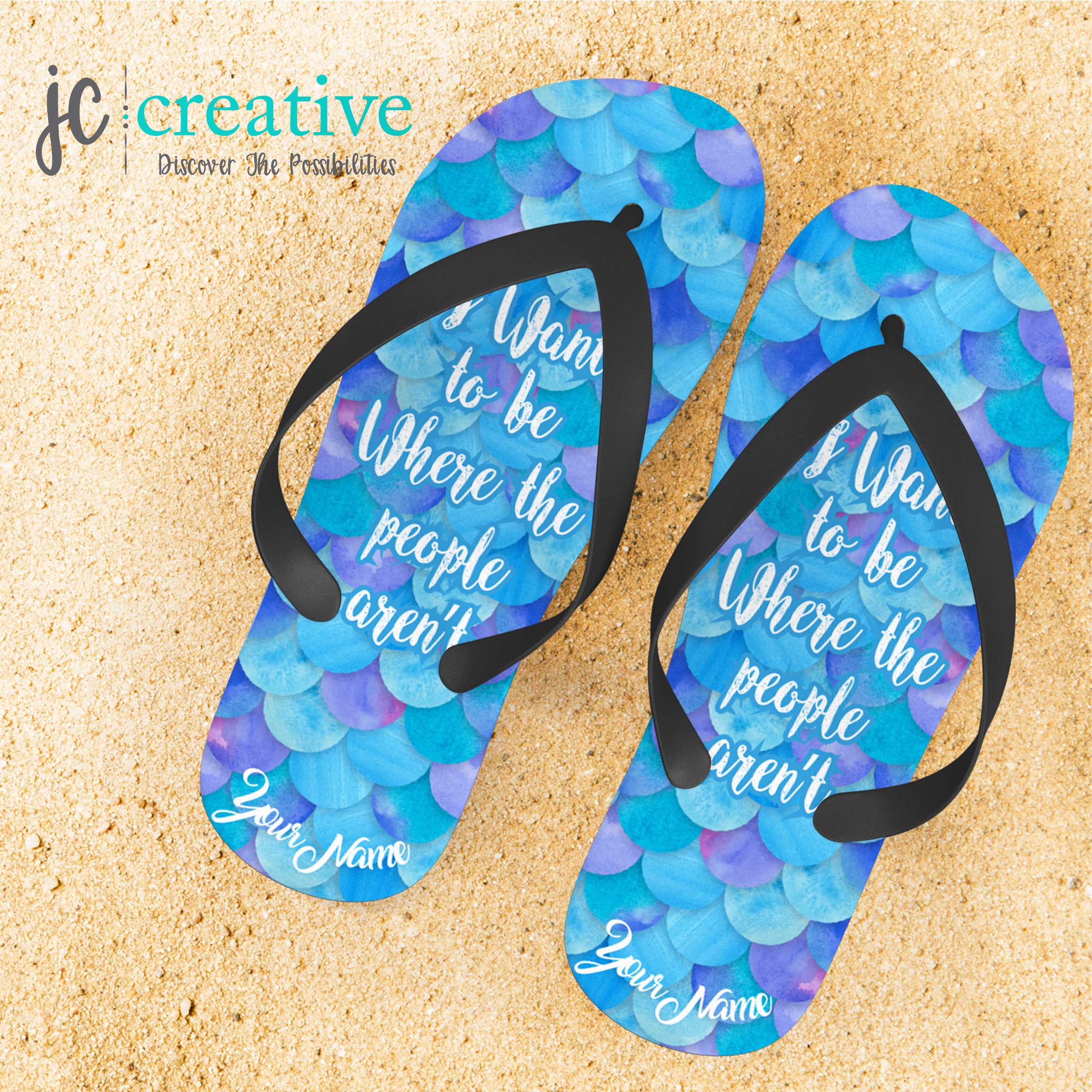 Custom Mermaid Themed Flip Flops – JC Boutique