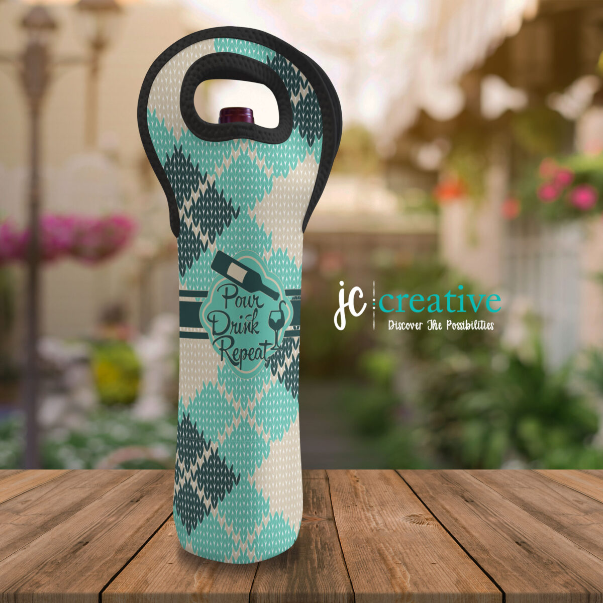 Pour, Drink, Repeat Double-Sided Insulated Wine Tote