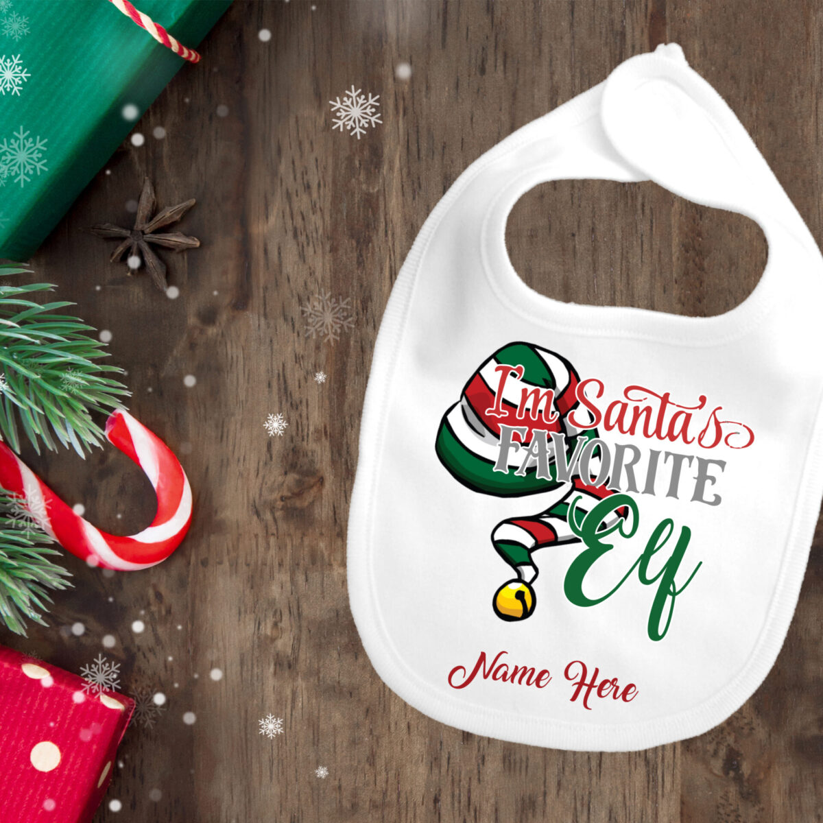 Personalized Santa's Favorite Elf Baby Bib