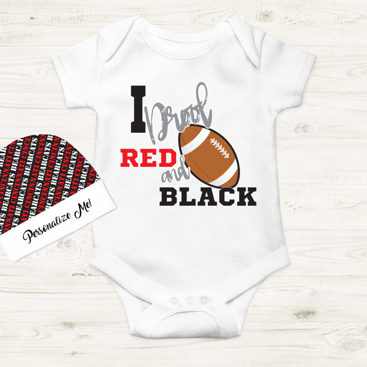Personalized Bearcats Inspired Infant Tee & Hat Set