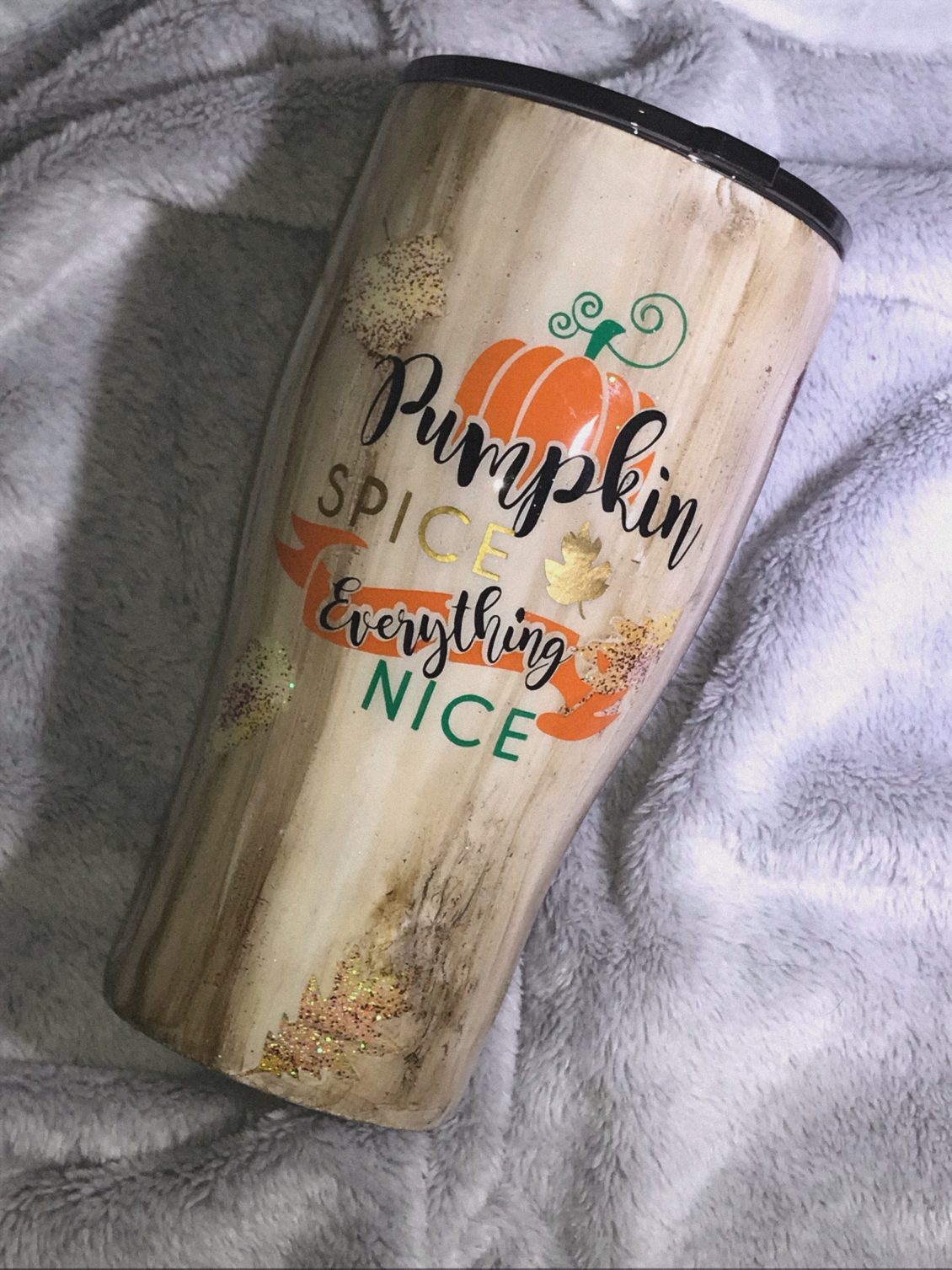 Pumpkin Spice Everything Nice Woodgrain Peek-A-Boo Tumbler - JC Boutique