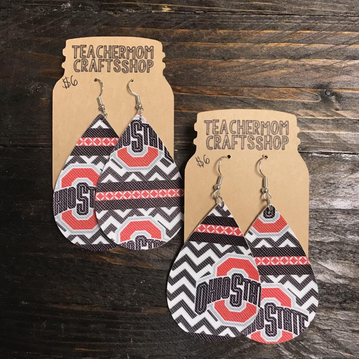 College Themed Leather Earrings