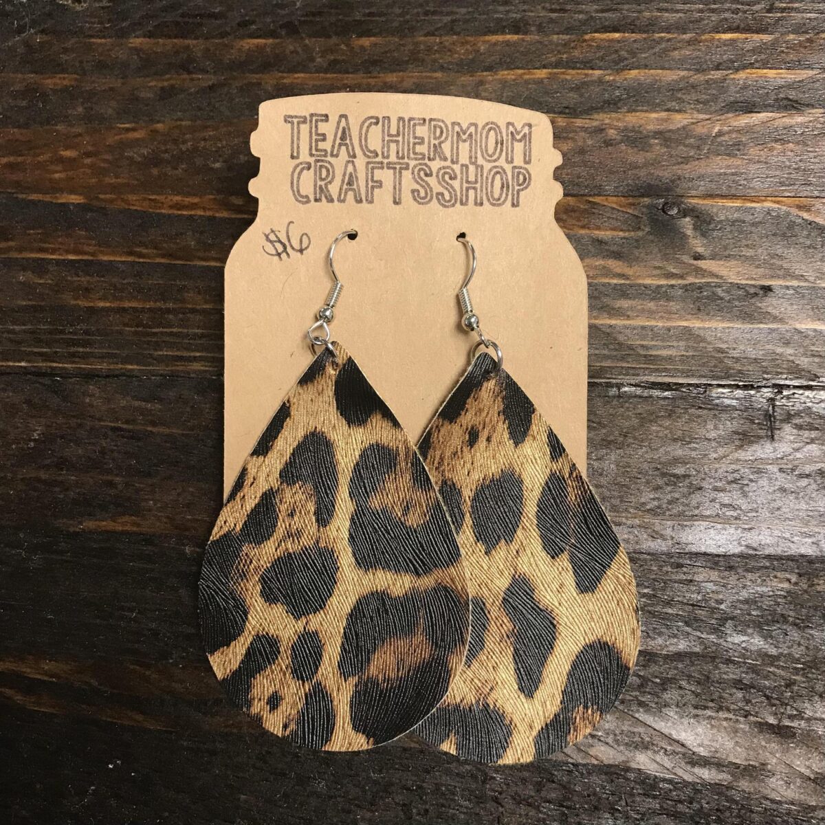 Hand-Cut Leopard Print Leather Earrings