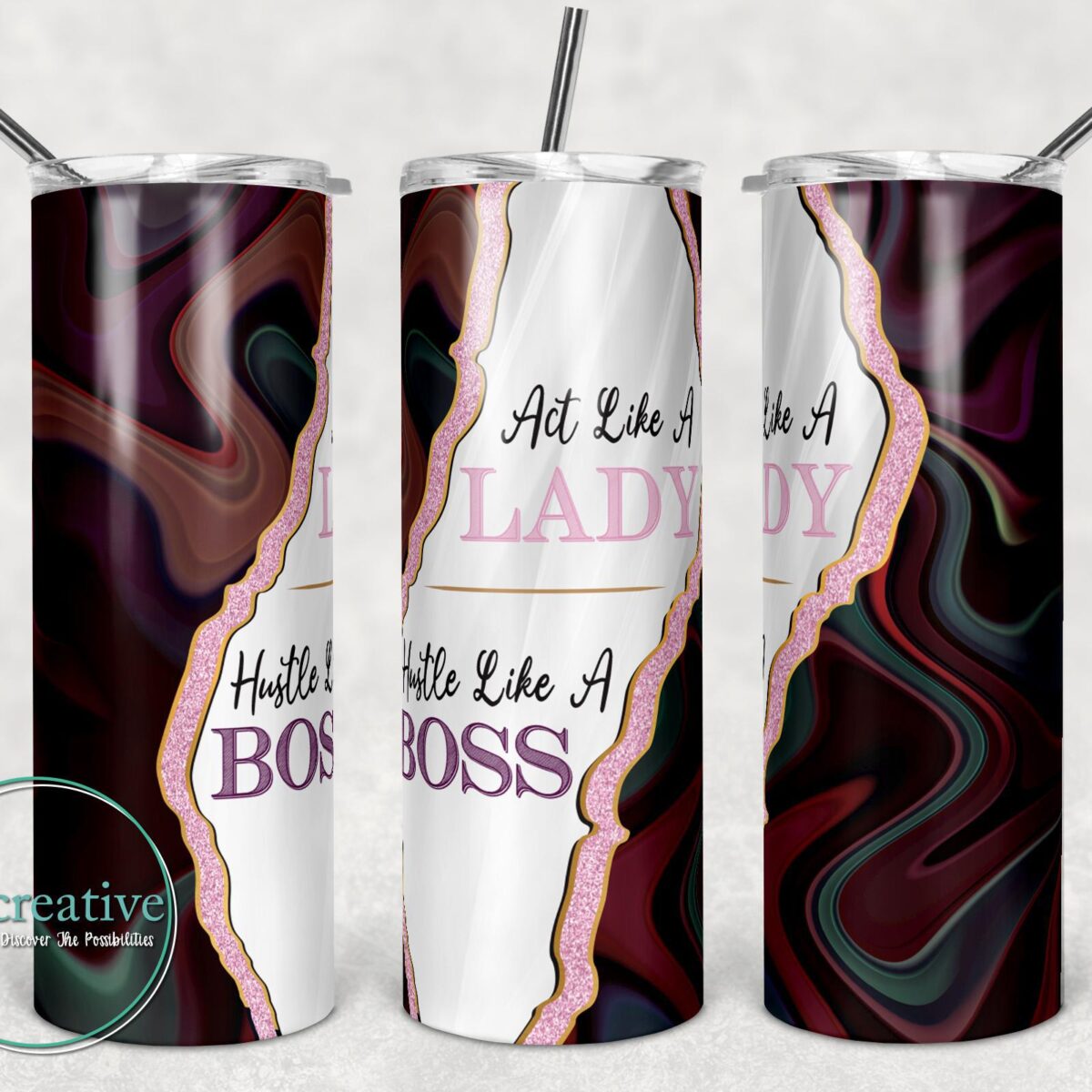 Act Like A Lady; Hustle Like A Boss Personalized Tumbler