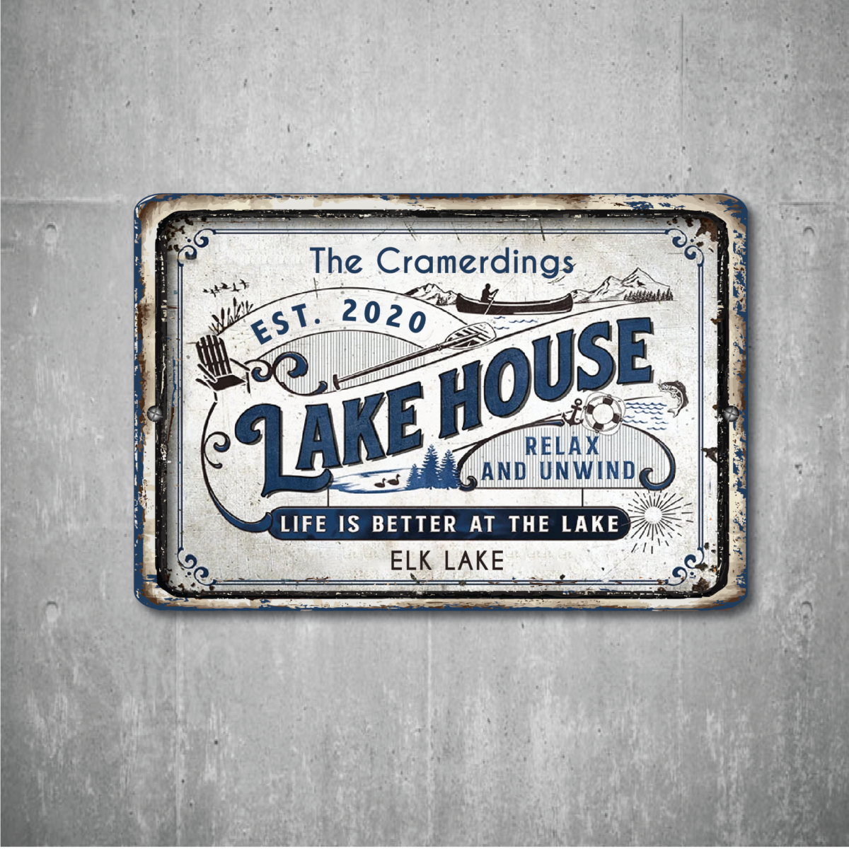 Personalized Metal Lake House Signs