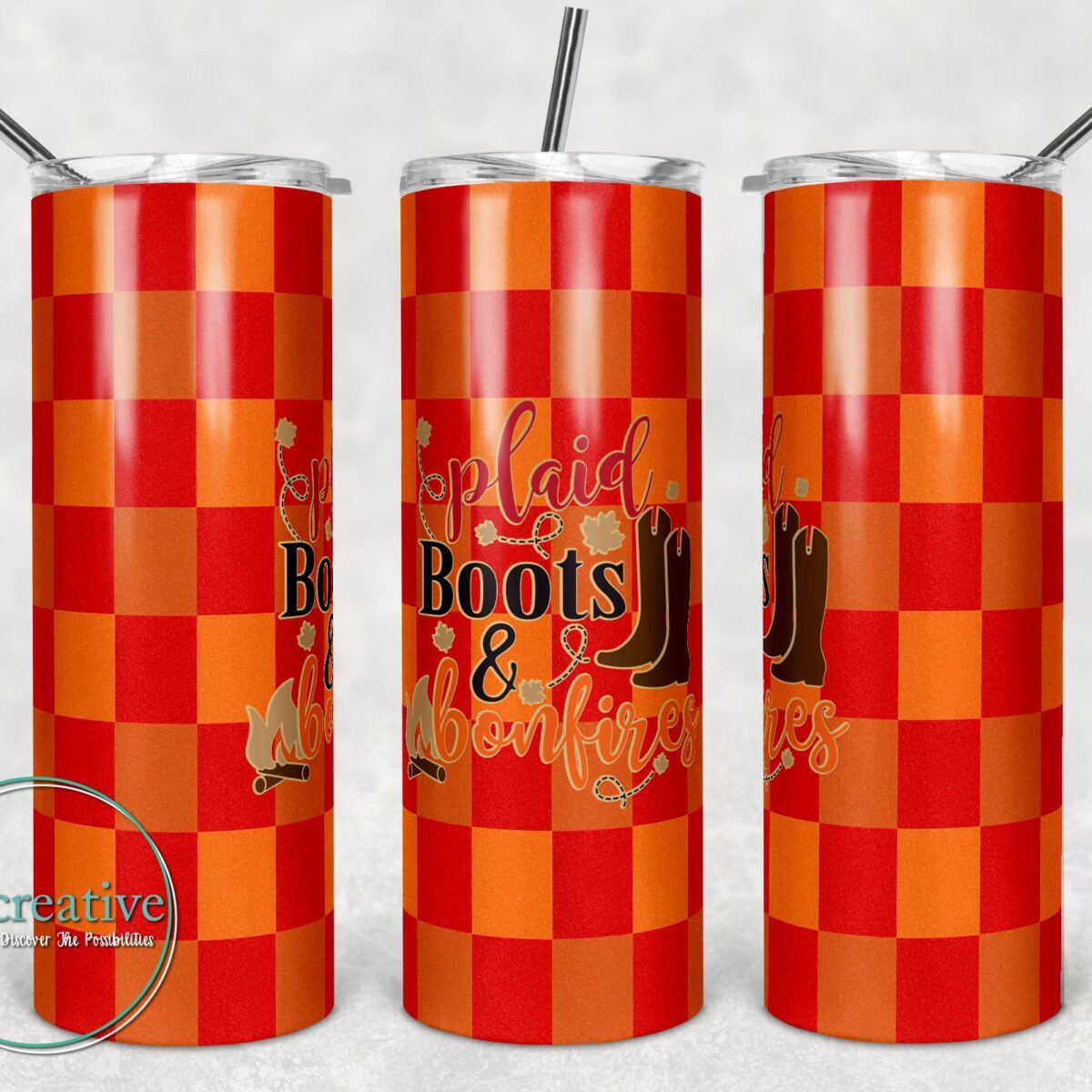 Plaid, Boots, & Bonfires Fall Inspired Sublimated Tumblers