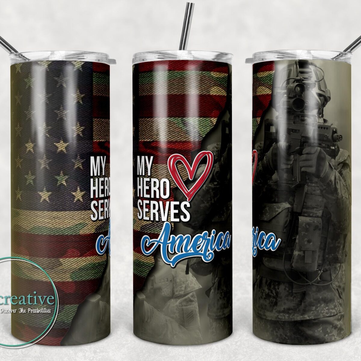 My Here Serves America Military Inspired Sublimated Tumblers
