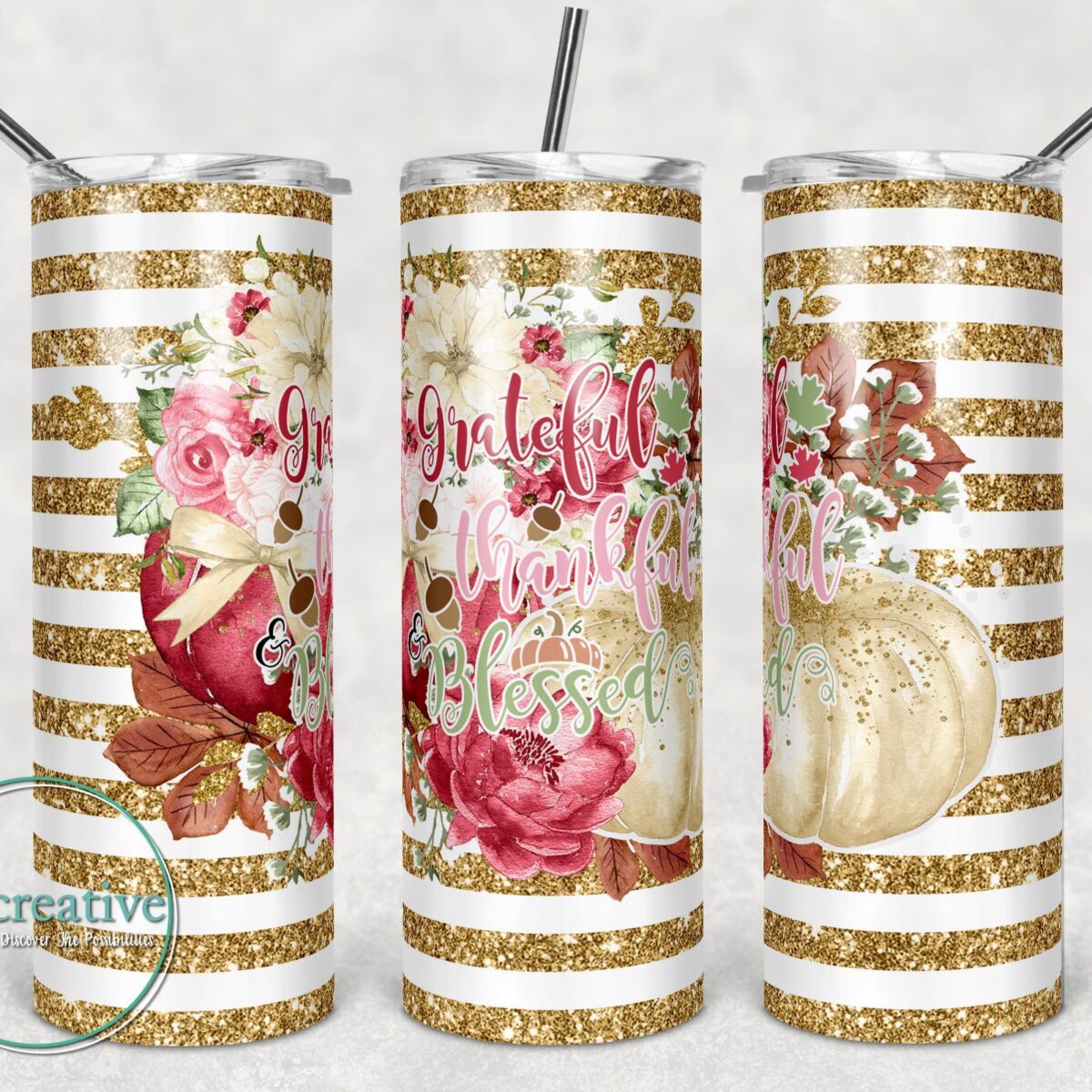Grateful, Thankful, Blessed Sublimated Tumblers